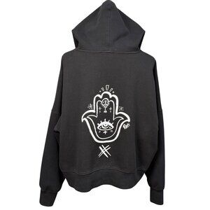 Ruti Black Hamsa Hoodie Sweatshirt Medium Cotton Blend M/L